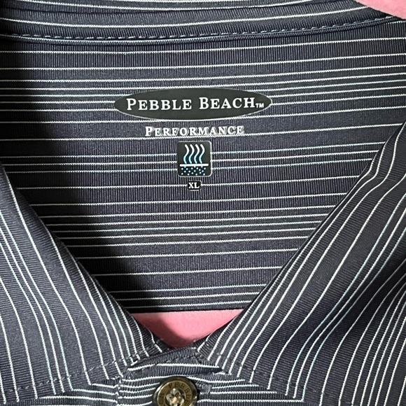 XL Men’s grey striped golf polo by Pebble Beach Performance - Picture 4 of 4